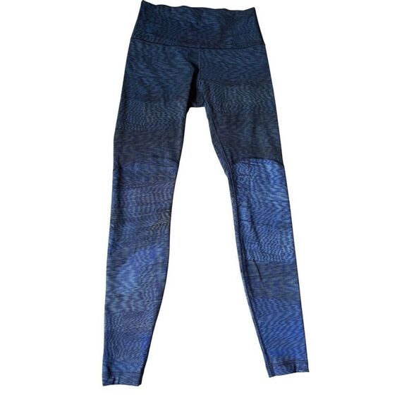 Lululemon Wunder Under Leggings Blue Psychedelic Yoga Run Activewear Size 6 - Picture 1 of 8